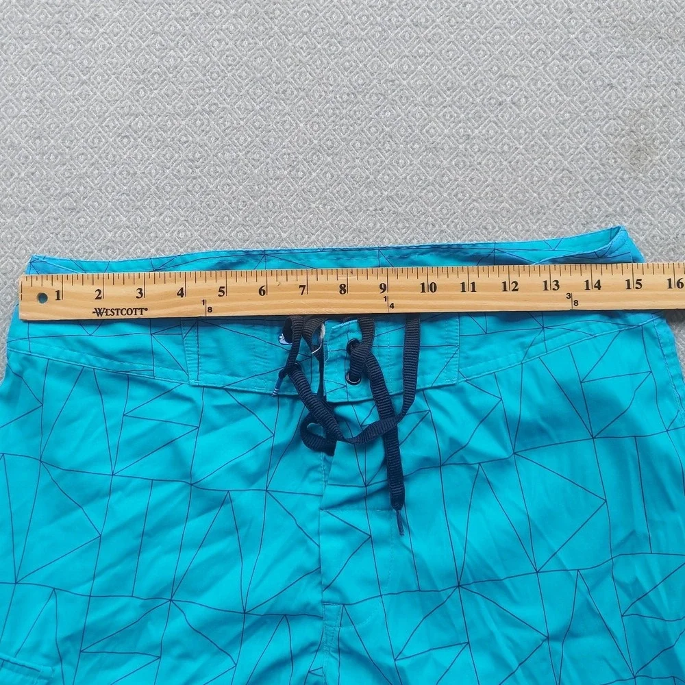 Adidas Board Shorts Mens‎ 30 Blue Climalite Geometric Swim Trunks Cargo Pocket
